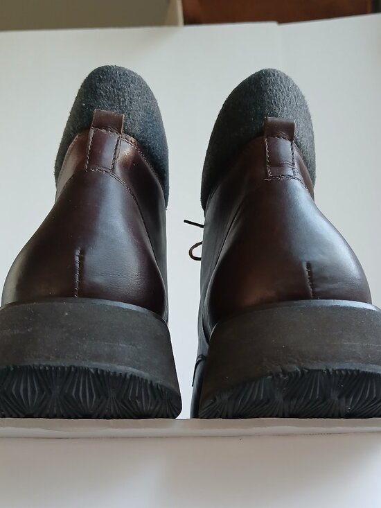 Vintage Y2K Brown Square Toe Felt/Wool Top Lug Sole Ankle Boot GentlyUsed Sz8 - Picture 13 of 15